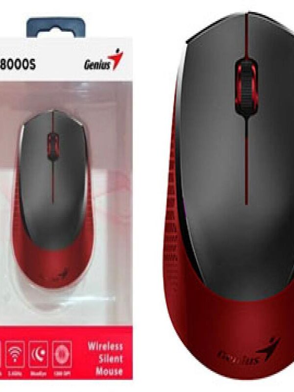 MOUSE GENIUS NX-8000S INALAMBRICO SILENT (NEGRO/ROJO)