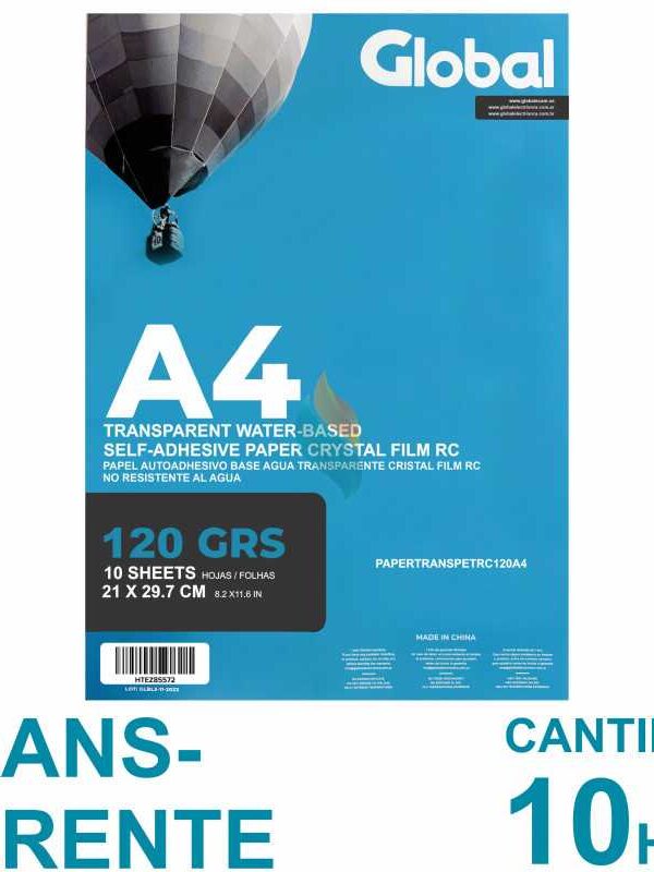 PAPEL GLOBAL AUTOADHESIVO TRANSPARENTE 120 GRS