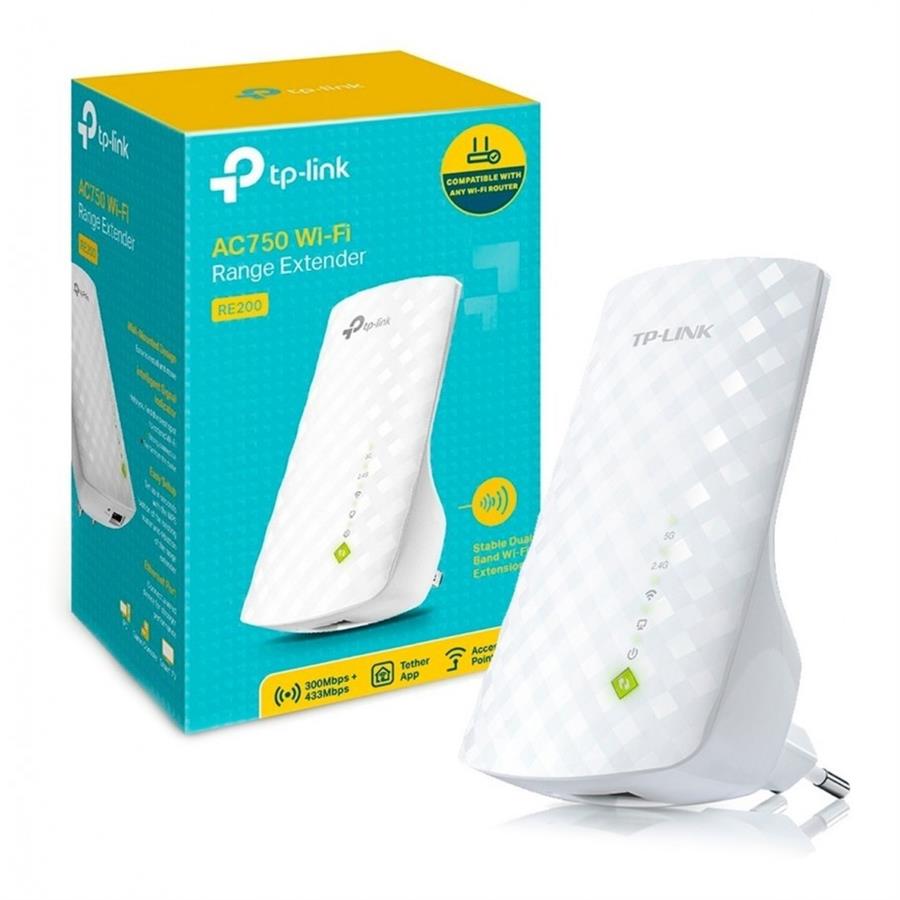 1058-producto-repetidor-amplificador-wifi-extensor-tp-link-re200-dual-band-24ghz EXTENSOR DE RANGO WI-FI TP-LINK RE200 AC750 DUAL BAND - Imagen 1