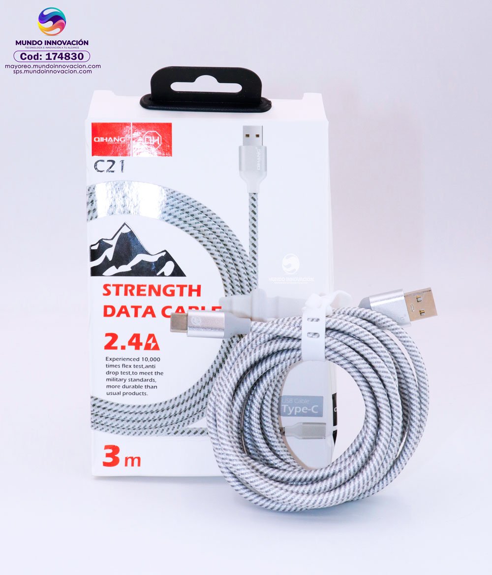 174830-Cable-C21-Tipo-C-3-Metros CABLE TIPO C ONLY 3 METROS - Imagen 1
